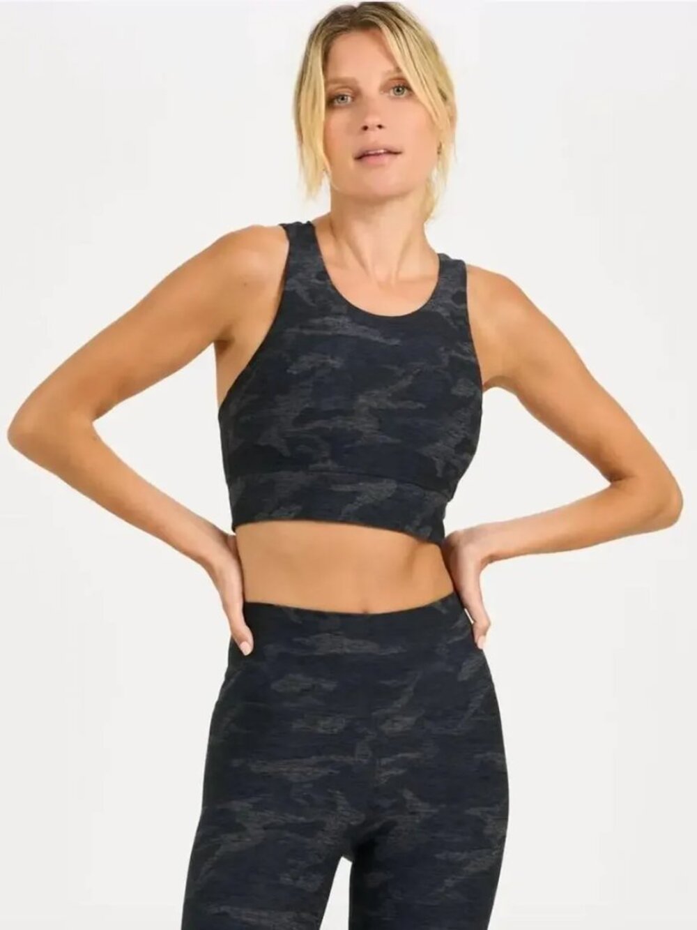 Vuori Elevation Sports Bra Black Gray Camo Crossback Yoga Women's Size XS